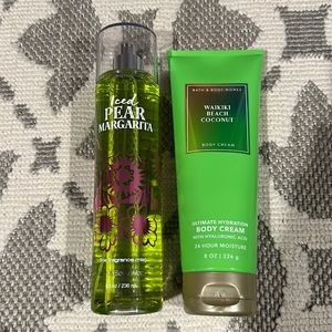 NEW Bath & Body Works Iced Pear Margarita Mist& Waikiki Beach Coconut Body Cream